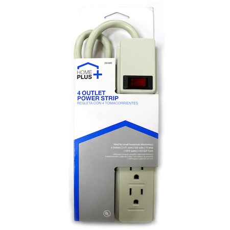Home Plus Power Strip, Outlet Tap, 2 ft, Gray KB108